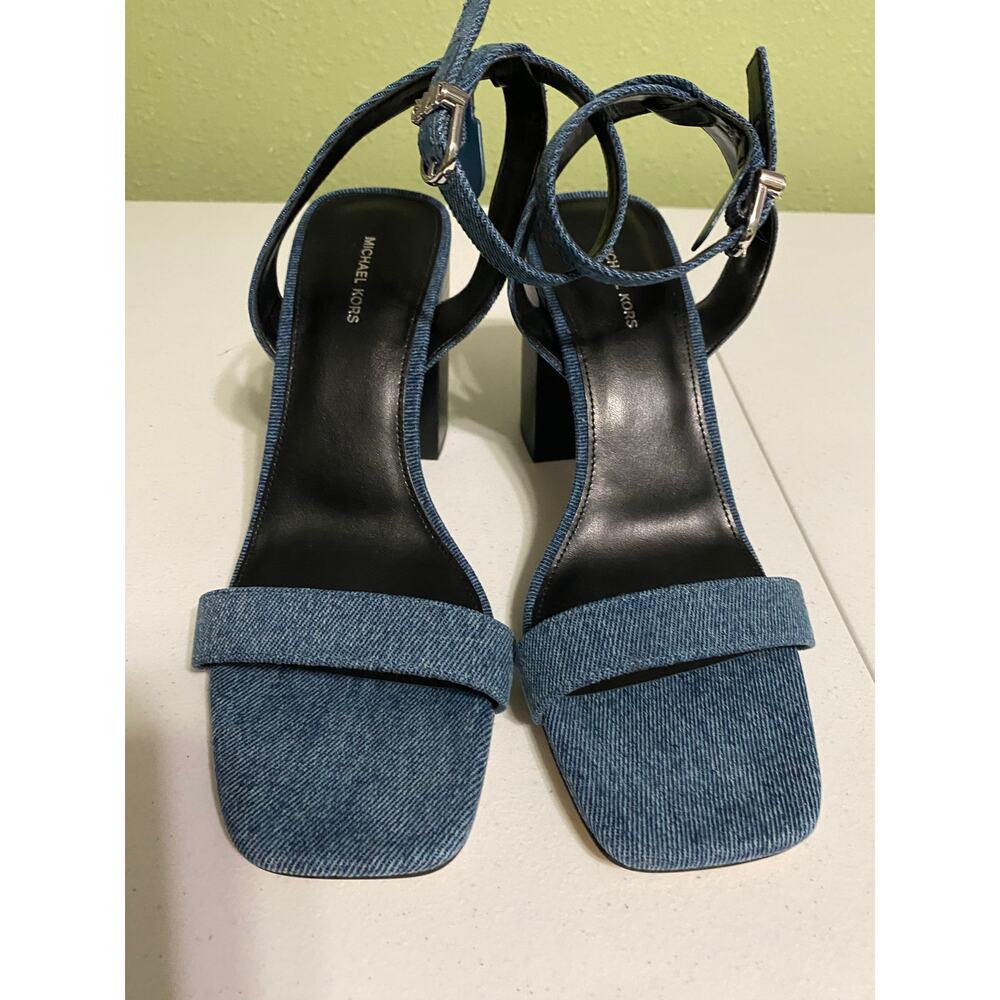 Michael Kors Merriam Denim Block Heel Sandals - Picture 2 of 5